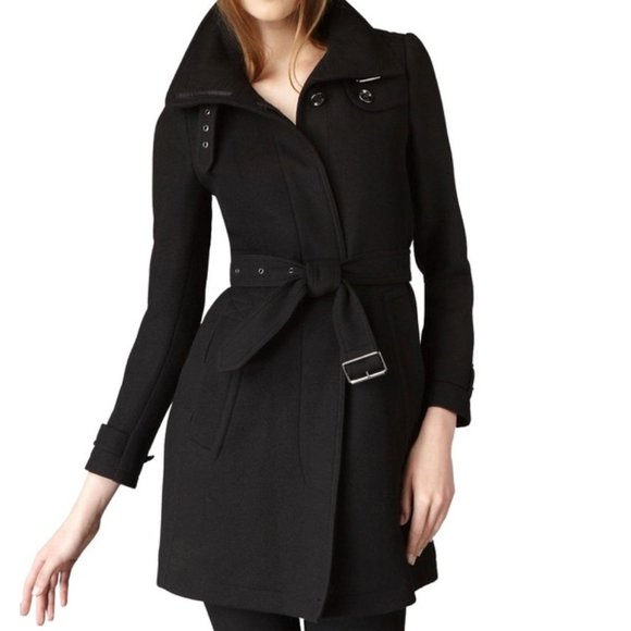 Burberry Black Wool Pea Coat - Picture 1 of 5